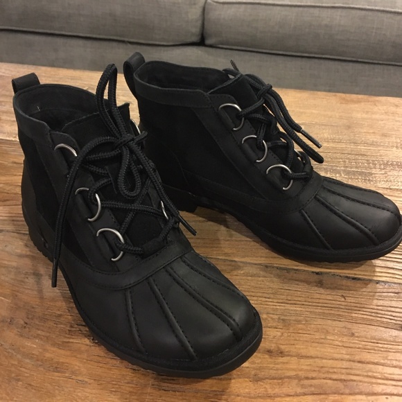 UGG Women's Heather Black Duck Winter Rain Boots - Picture 3 of 6